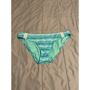 Athleta Womens Bikini Bottoms - Turquoise Stripes With Elastic Bands